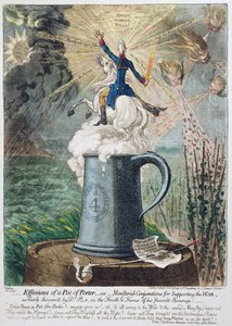 1799年にハンナハンフリーによって発行されたポーターの鍋の散布、または戦争を支援するための大臣の活用（手塗りのエッチング）
